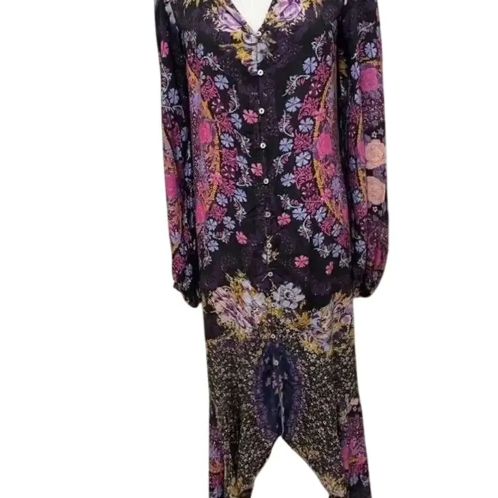 New Free People Marais Printed Midi Dress/Duster w/ Slip Sz: XS - NWOT Ret$168 - Picture 7 of 8
